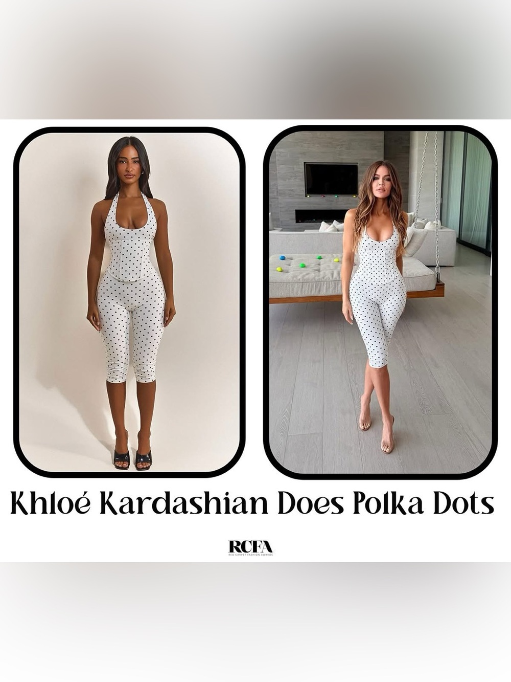 Polka Dot Halter Capri Jumpsuit - White with Black Dots